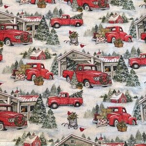 Set of 4 Red Vintage Truck Placemats or Napkins.
